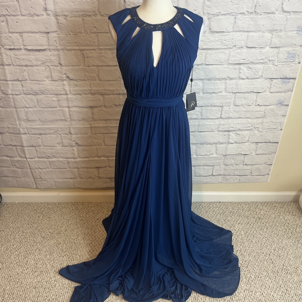 Adrianna Papell NWT Blue Formal Evening Shirred Special Occasion Dress Size 6 - Picture 10 of 11